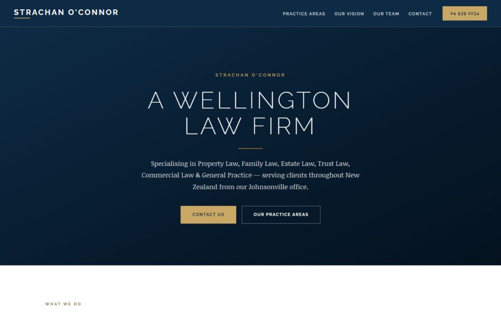 Screenshot of the Strachan O’Connor home page on desktop