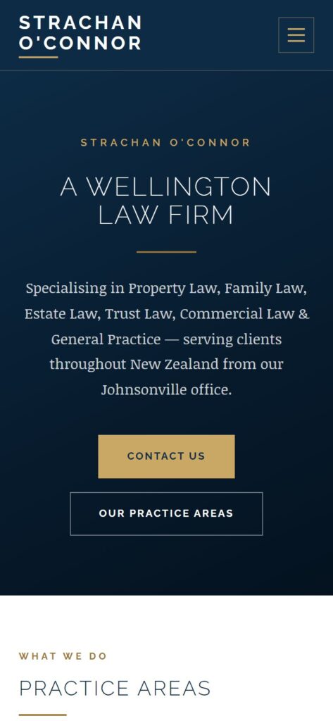 Screenshot of the Strachan O’Connor home page on a phone