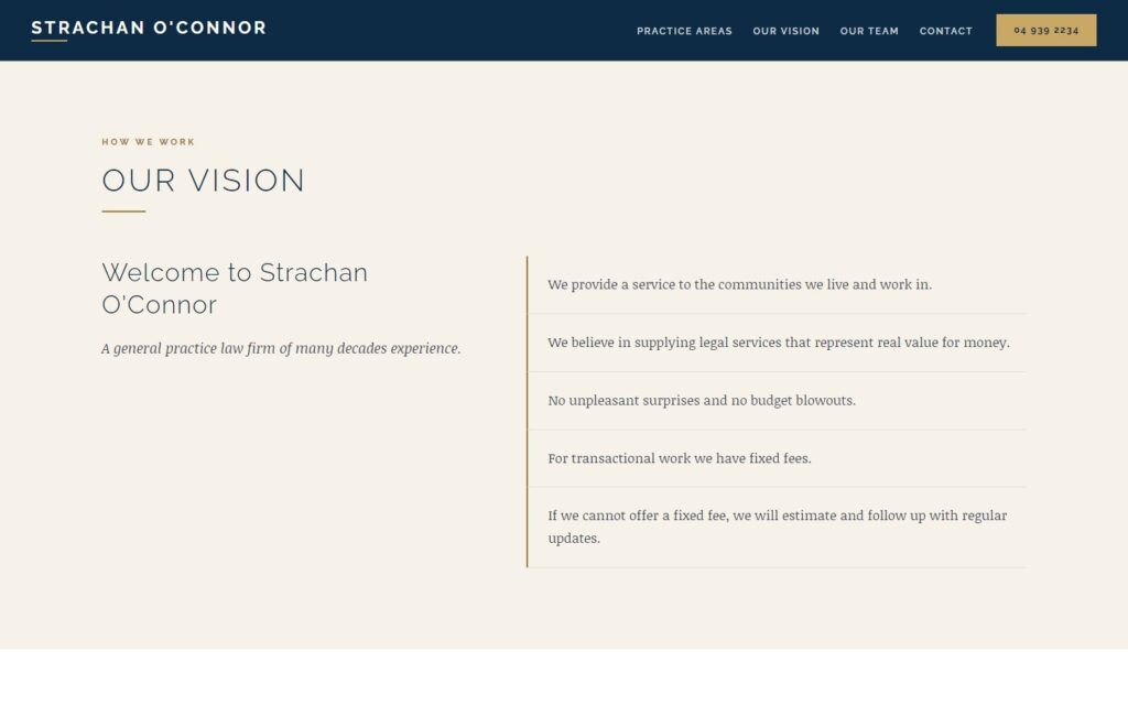 Screenshot: How the firm works, including fixed fees, set out plainly